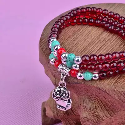 3 circles imitation garnet bracelet color bead bracelet 2 yuan shop stall supply Yiwu small goods Student jewelry small gifts