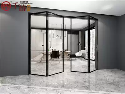 Millennium doors and windows black extremely narrow frame balcony folding door partition door glass sliding door sealing balcony folding door hanging
