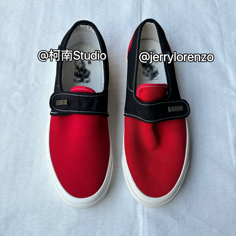 【Fabric Upgrade! No Fading】Conan's Original Fog Half-Print - Black and Red Slip-On Shoes