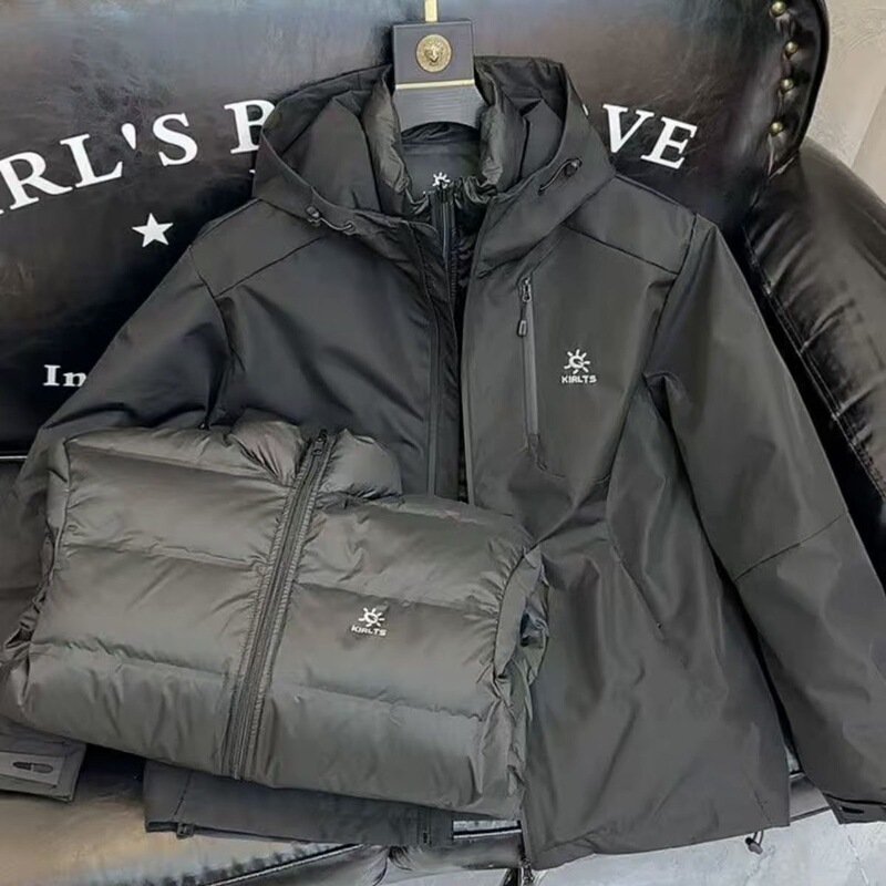 Three-In-One down Jacket for Men, New Winter Warm Hooded Coat, Men's White Duck down Jacket, Men's Jacket, Men's Clothing