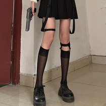 Black calf socks long tube jk dark uniform socks women thin summer white thin leg tube ins tide high tube
