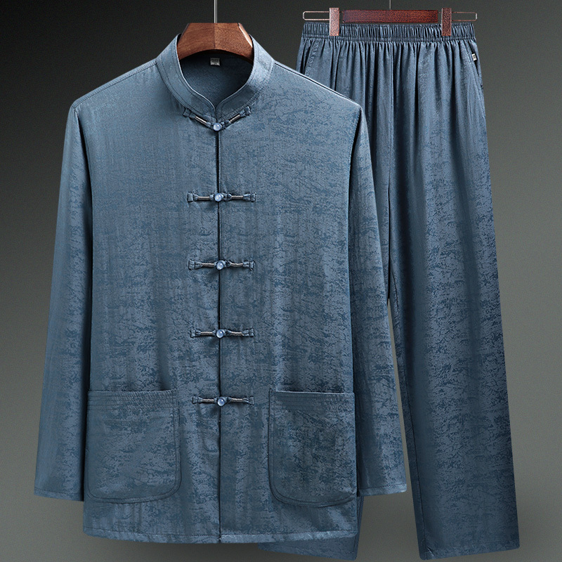 Ice Silk Cotton Tang Suit for Men, Middle-Aged and Elderly, Long-Sleeved, Spring and Summer Thin Style, Chinese Style Dad Shirt, Elderly Grandpa Suit Ice Silk Cotton Tang Suit for Men, Middle-Aged and Elderly, Long-Sleeved, Spring and Summer Thin Style, Chinese Style Dad Shirt, Elderly Grandpa Suit