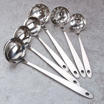 Thickened stainless steel soup spoon colander size Sheng soup sheng porridge long handle spoon Household kitchen hot pot colander filter