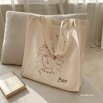 ANDCICI@Picasso abstract art painting canvas bag Shoulder bag Large capacity shopping bag Male AND female student school bag