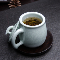 Ru kiln office cup tea water separation tea cup ceramic tea cup with lid filter personal Cup mens suit