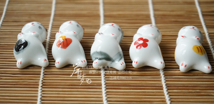Shore dream bộ đồ ăn bằng gốm hình mèo nhỏ dễ thương mèo con đồ trang trí nhỏ đũa đũa đũa giữ bút đũa đũa dĩa sứ