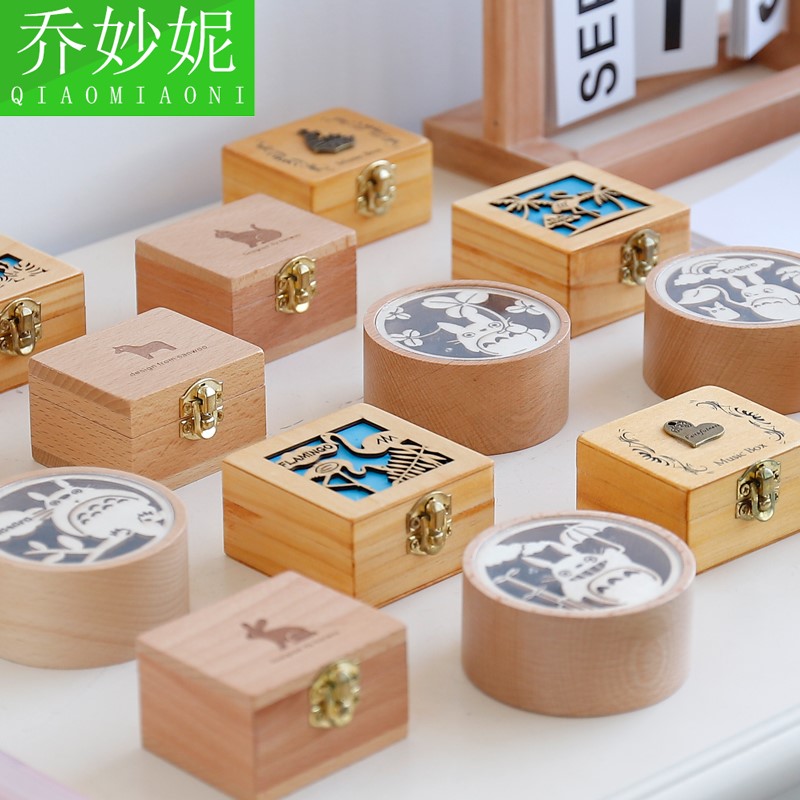 Wooden Hand Music Box Children's Christmas Gift diy Retro Music Box Primary School Girl Birthday Gift Male