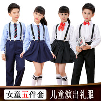 Childrens Show Clothes Primary and Secondary School Poetry Recited Strap Pants Choir Men and Women Choir Costumes