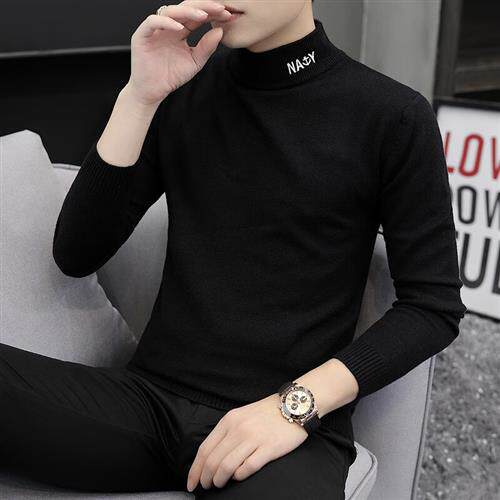 Where to go to Jane about half high collar sweater Men's weaters fashion trends autumn and winter new men's long sleeve casual 100 hitch bottom-Taobao