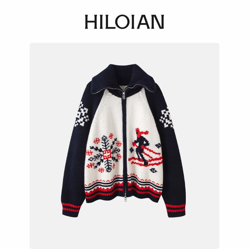 Winter Hymn~ New Autumn and Winter 100% Pure Cashmere Ski Wear Patterned Sweater Cardigan Pullover Coat Knitwear for Women