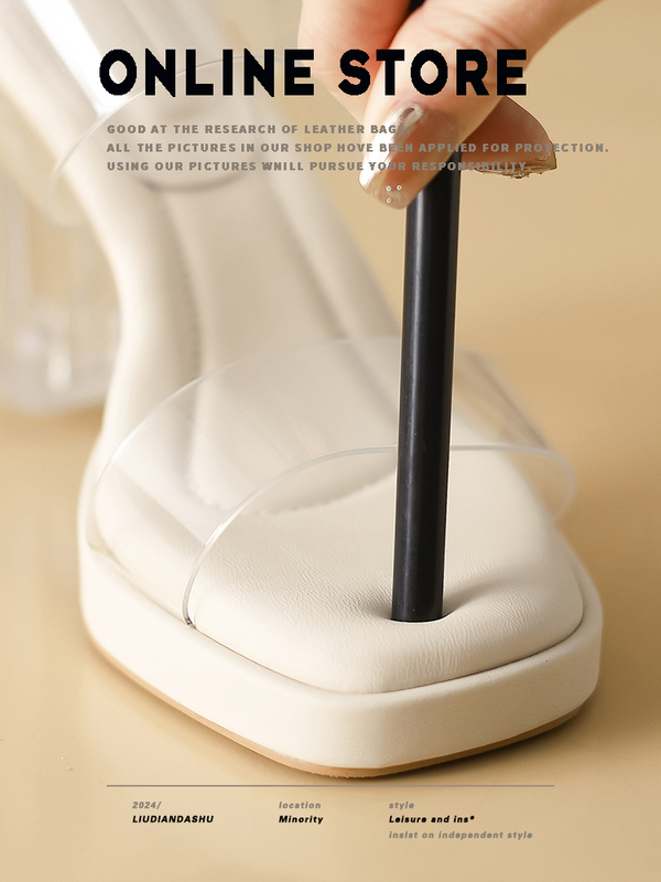 soft sole ~ Crystal Transparent High-Heeled Sandals for Women in Spring and Summer Thick-Soled Outer Wear with Internet Celebrity Thick-Heeled Sandals