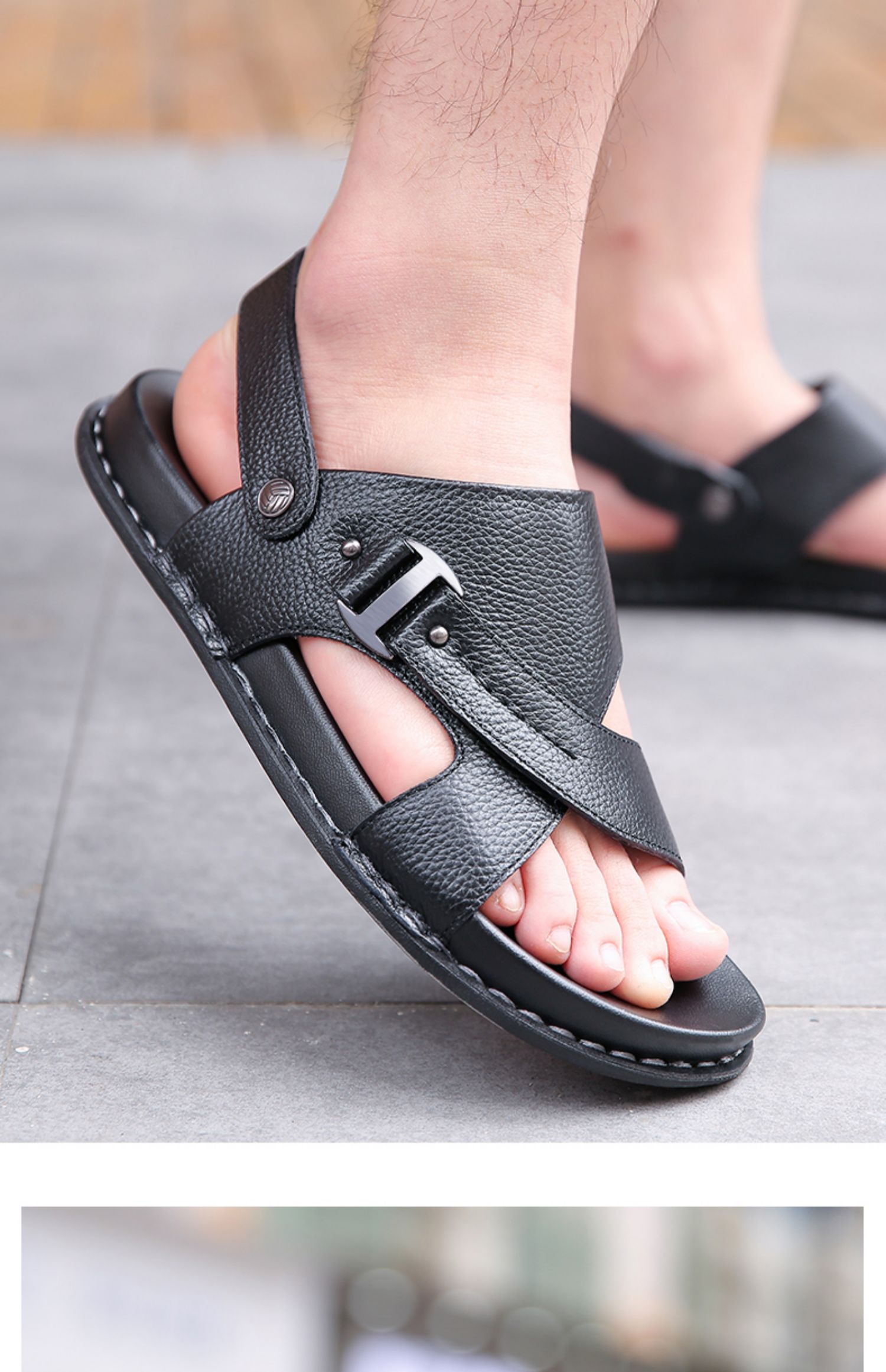 Dép nam mùa hè 2019 xu hướng giới trẻ da mềm đế mềm đi biển bình thường đi giày sandal đôi và dép nam - Sandal dép quai hậu