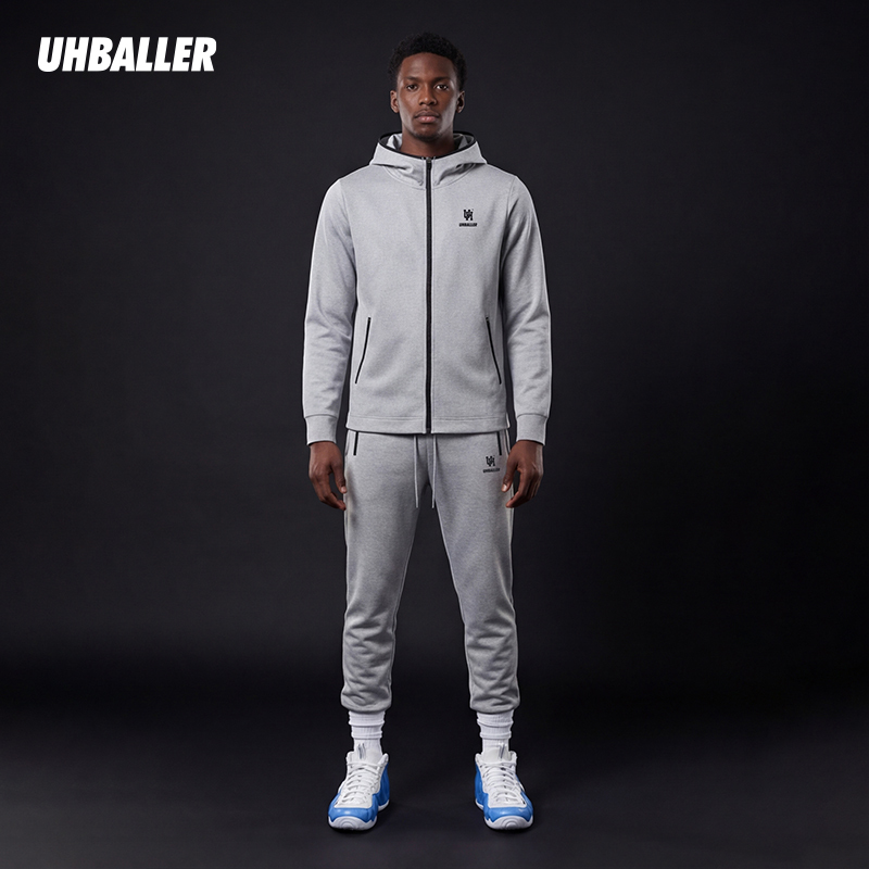 Uh American-Style Elite Basketball Hoodie and Jogger Pants Set Men's Zip-Up Jacket Warm-Up Outfit Uh American-Style Elite Basketball Hoodie and Jogger Pants Set Men's Zip-Up Jacket Warm-Up Outfit