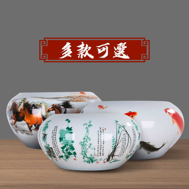 Jingdezhen ceramic aquarium fish bowl aquarium fish ceramic cylinder tortoise sleep home furnishing articles