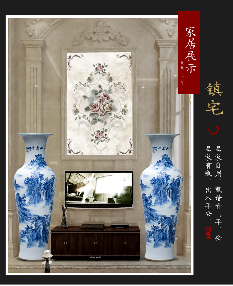 Jingdezhen ceramics glaze under the color blue and white porcelain vase jiangshan jiao sitting room more household handicraft furnishing articles