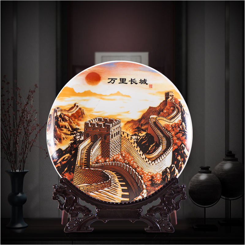 Jingdezhen ceramic decoration plate sit plate of Chinese style household act the role ofing is tasted, the sitting room TV ark, wine desktop hang dish furnishing articles