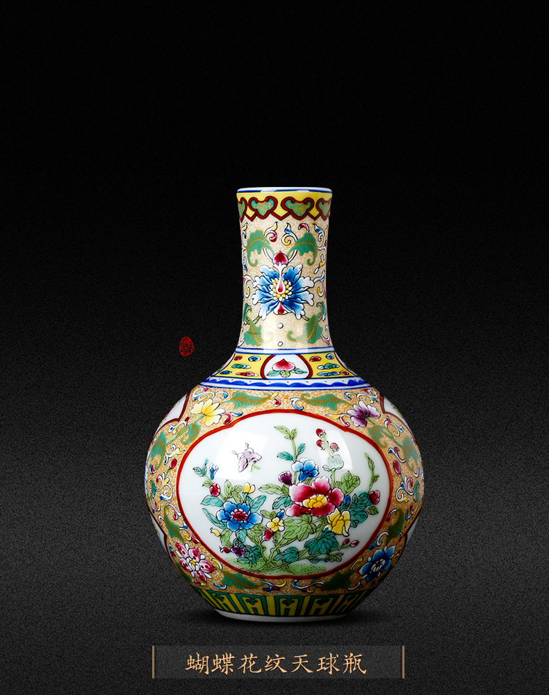 Jingdezhen porcelain floret bottle of pottery and porcelain enamel color restoring ancient ways of archaize sitting room of Chinese style household flower adornment furnishing articles