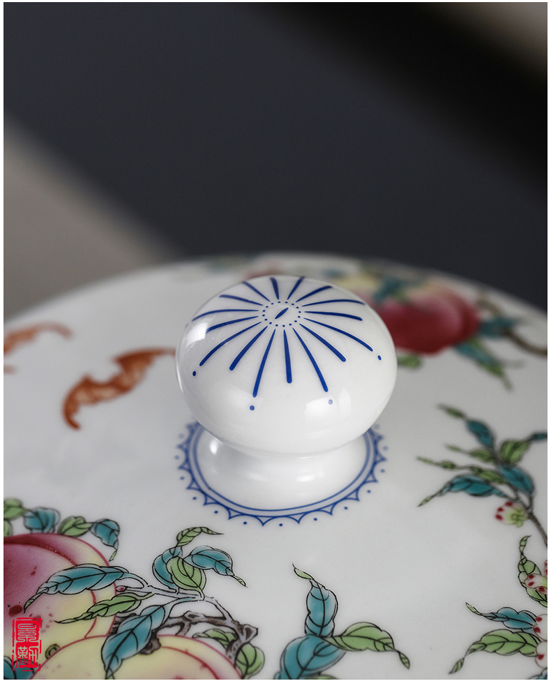 Jingdezhen ceramic storage tank with cover manual pastel Chinese medicine pot dry grain multi - functional large capacity