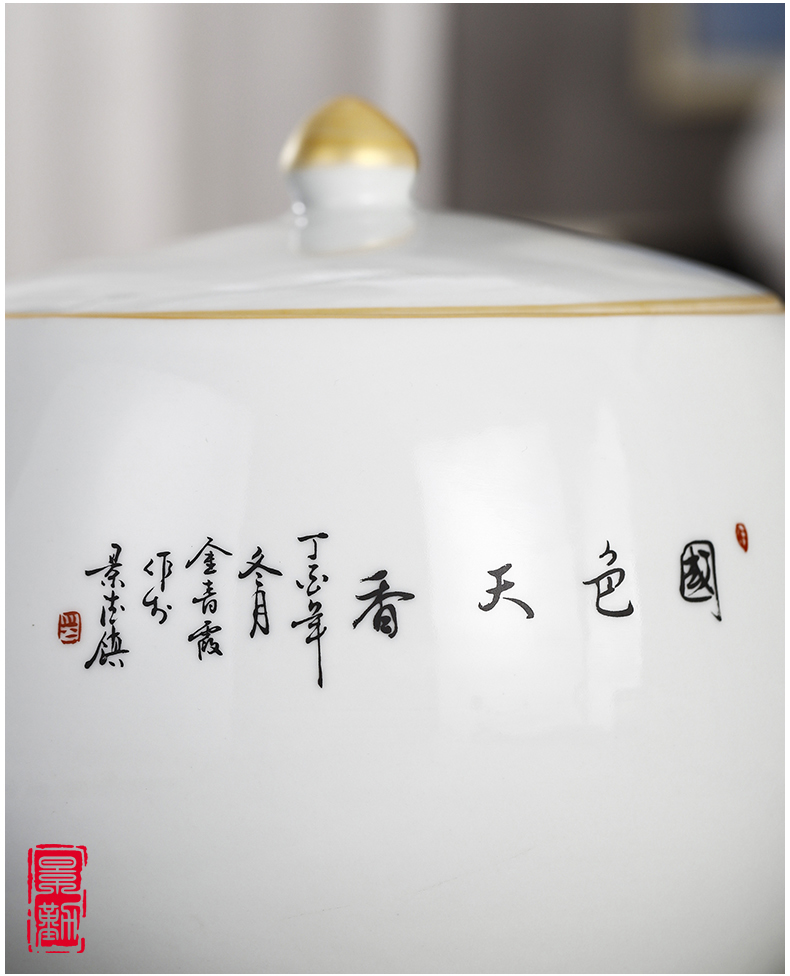 Jingdezhen ceramic storage tank hand by hand with cover Chinese medicine food rice, cooking pot grain tea pot