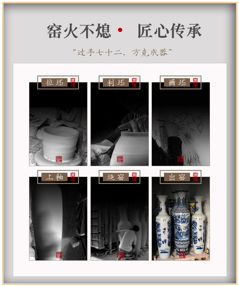 The Master of jingdezhen ceramics vase hand - made blue glaze paint the living room of Chinese style household adornment place adorn article