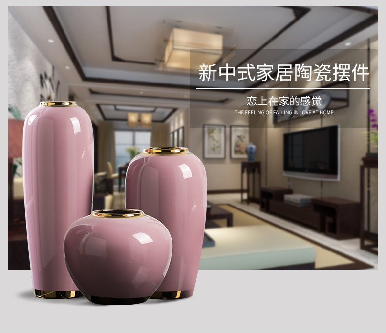 Light European - style key-2 luxury jingdezhen ceramic vases, new Chinese style is contracted place flower arranging dried flowers of I sitting room porch decoration