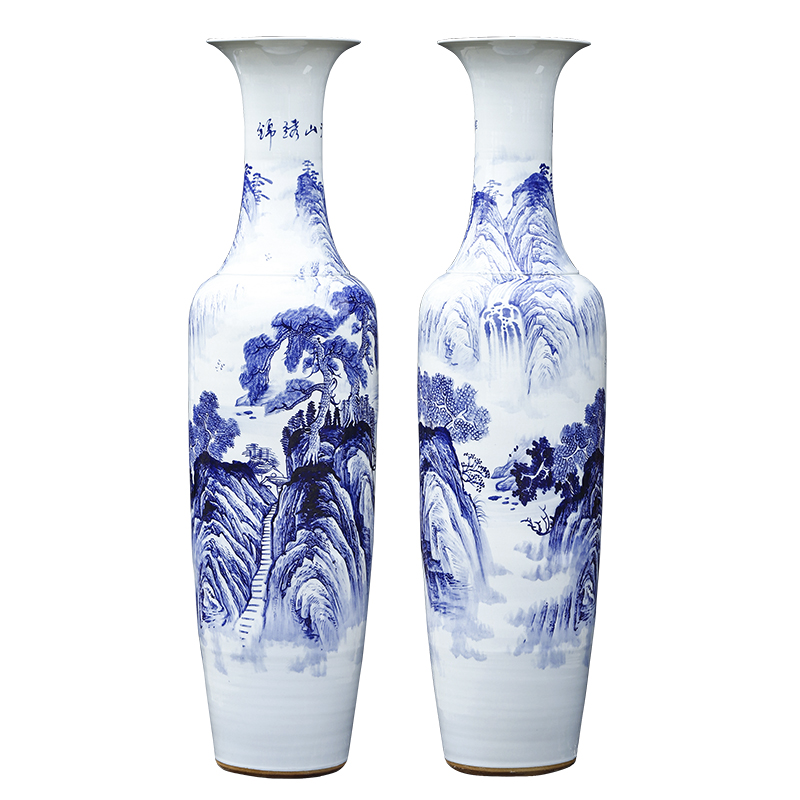 Jingdezhen ceramic antique blue - and - white decoration to the hotel porch sitting room of large vase gift to heavy large furnishing articles