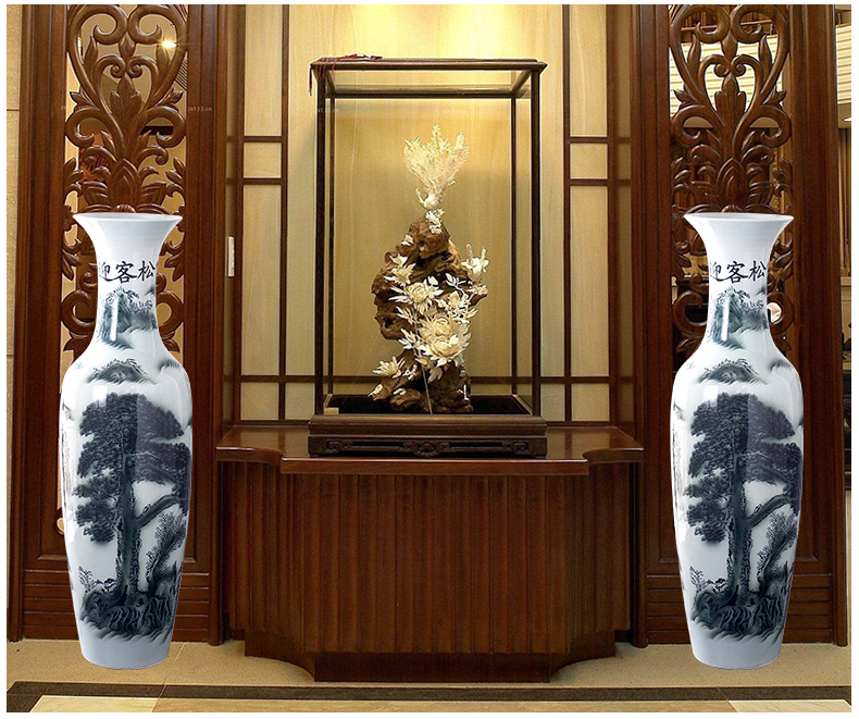 Jingdezhen ceramic vase big sitting room place floor hotel opening gifts guest - the greeting pine modern decoration