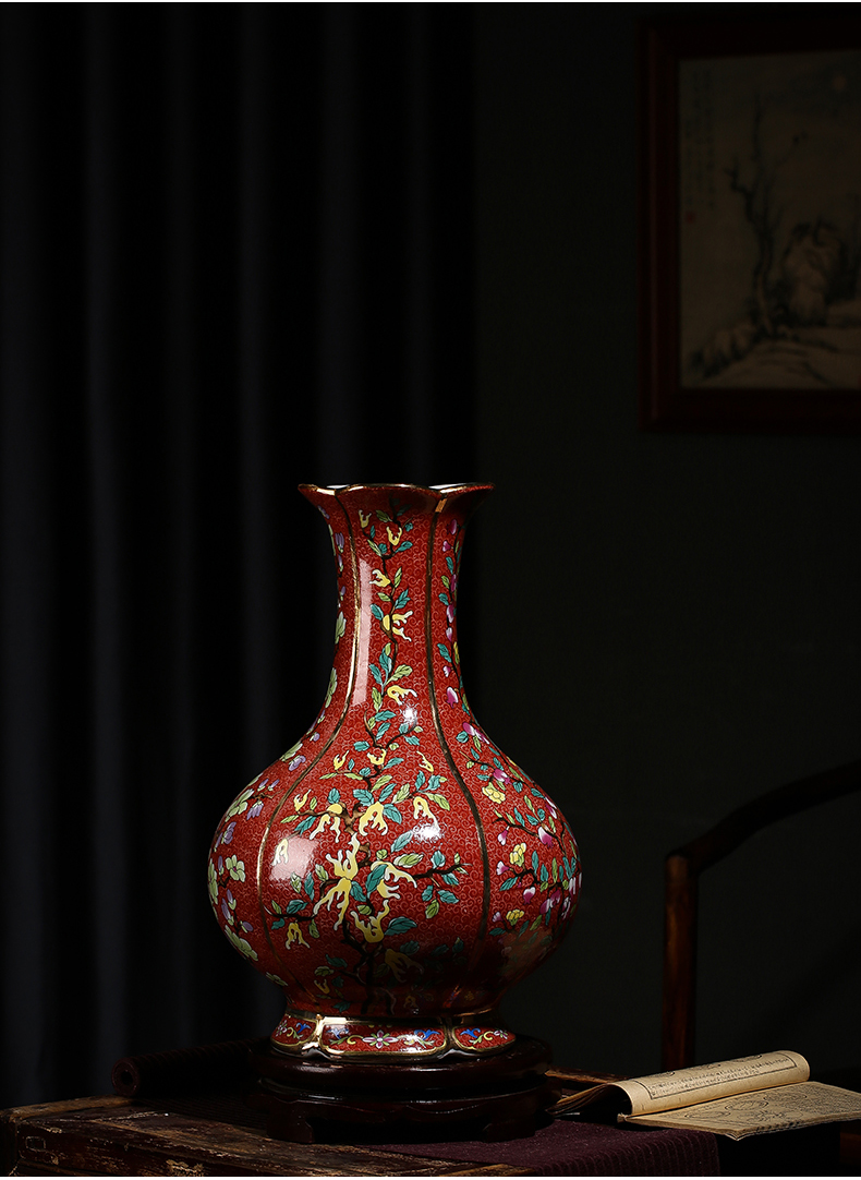 Jingdezhen ceramic vase Chinese colored enamel vase home sitting room furnishing articles furnishing articles archaize ceramic arts and crafts