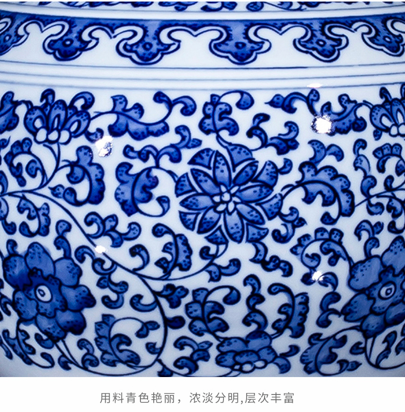 Jingdezhen ceramics vase furnishing articles antique hand - made flower arranging Chinese style household adornment blue and white porcelain is the living room