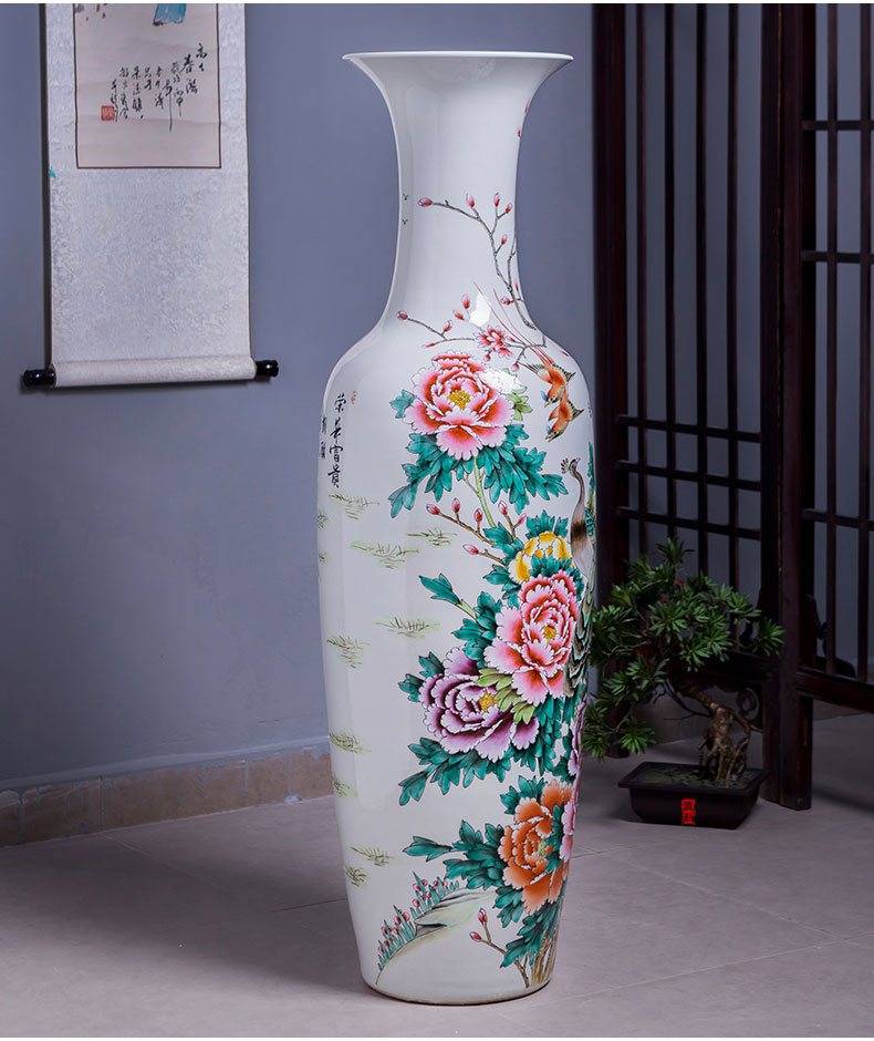 Jingdezhen ceramics hand - made peacock bottles of feng shui hotel sitting room adornment big furnishing articles furnishing articles of large vase