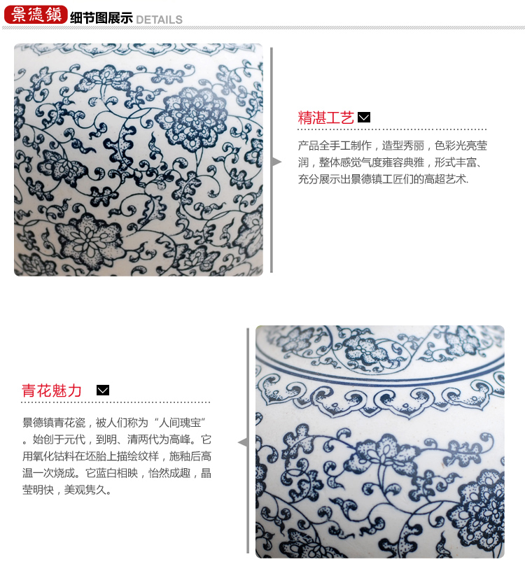 Jingdezhen ceramic vase large thin foetus pervious to light blue and white porcelain crafts antique decoration pieces of home decoration in the living room