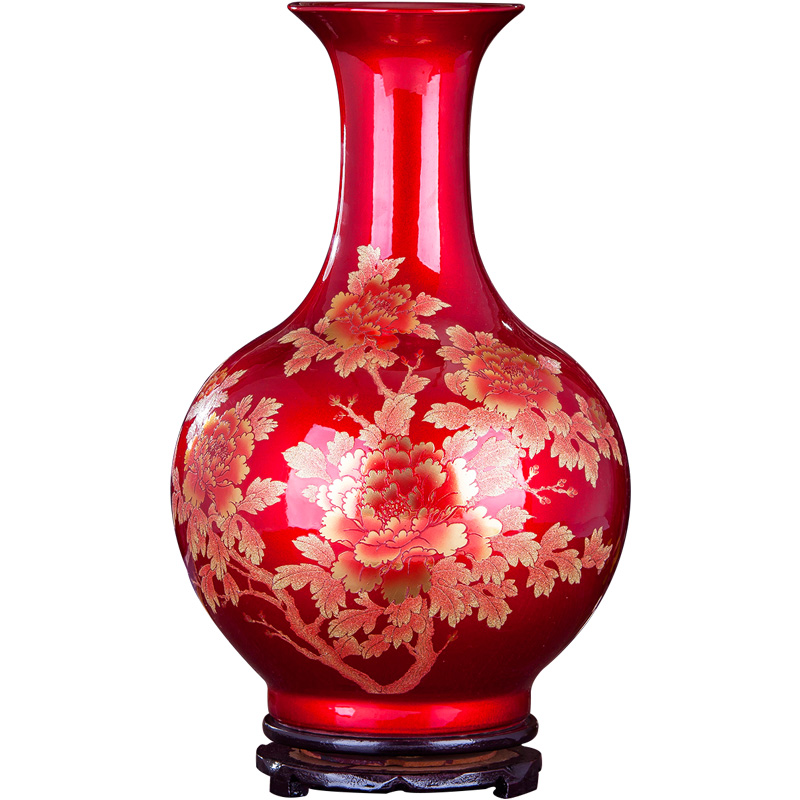 New Chinese style household 319 jingdezhen ceramic vase sitting room adornment handicraft furnishing articles porcelain crystal glaze flower arrangement
