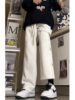 Gray Hip-Hop Sweatpants for Women, Loose Straight-Leg Street Dance Jazz Wide-Leg Sports Pants for Autumn and Winter, Suitable for Middle and High School Students