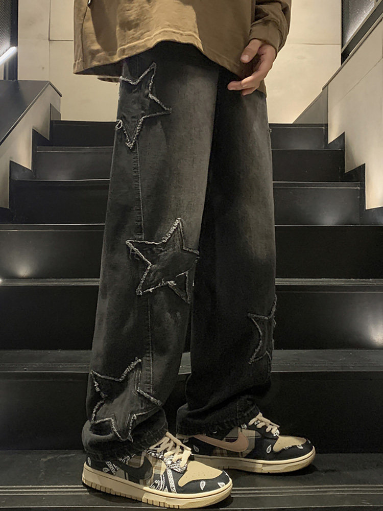 American High Street Style Plus-Size Jeans for Women, Autumn and Winter Loose Straight-Leg 2025 New Model Wide-Leg Pants for Middle and High School Students