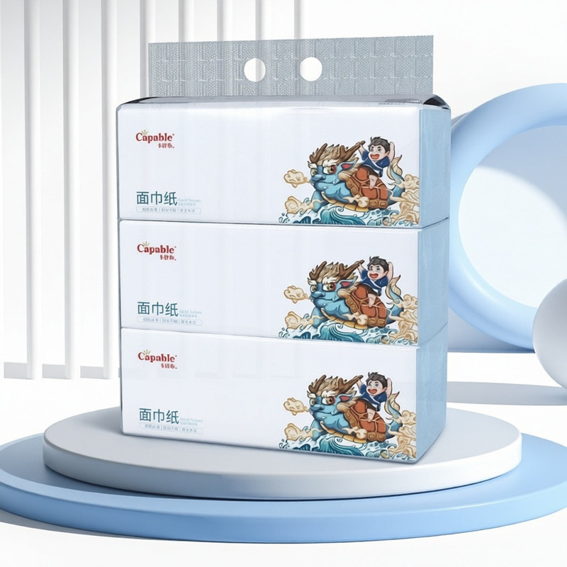 【Whole Bag of 16 Packs/48 Sheets】Authentic Kabi Cloth Tissue Large Pack, Chinese Style, 4-Layer Soft Baby Facial Tissue