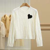 (Magic) Round neck slim knitted sweater with sheep wool love letter brand removed from cabinet clearance 24 spring woolen sweater