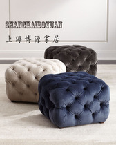 American clothing store cloakroom velvet fabric sofa stool square shoe change short pier stool living room coffee table stool