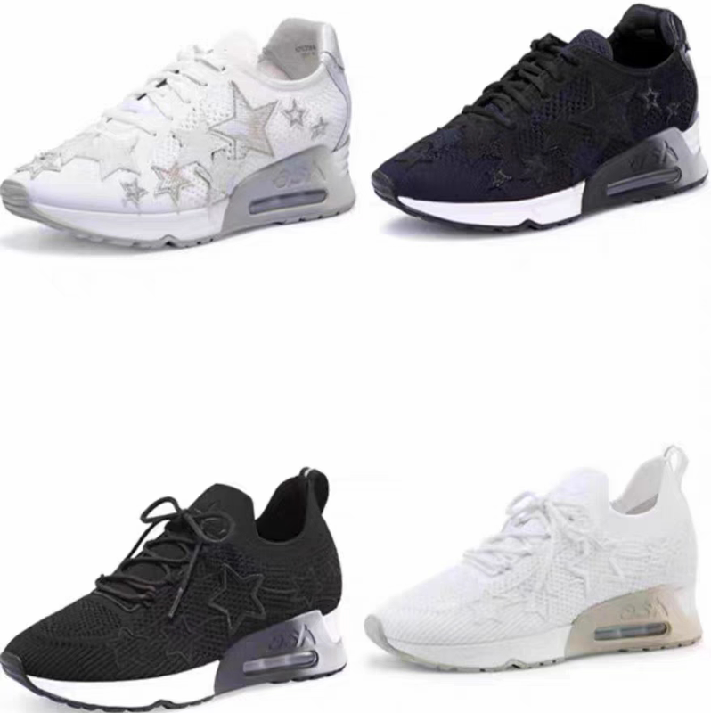 Lim Ash Women's Shoes 2026 New Star-Patterned Breathable Casual Running Shoes with Height-Increasing Air Cushion Sports White Shoes