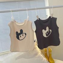 Childrens waistcoat vest outside wearing 2021 new summer-no-mark cartoon sleeveless T-shirt sports activity hitting bottom blouse