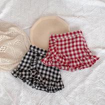 2021 new summer girls half-body dress for childrens foreign air plaid short skirt female baby outside wearing dresses Korean version tide