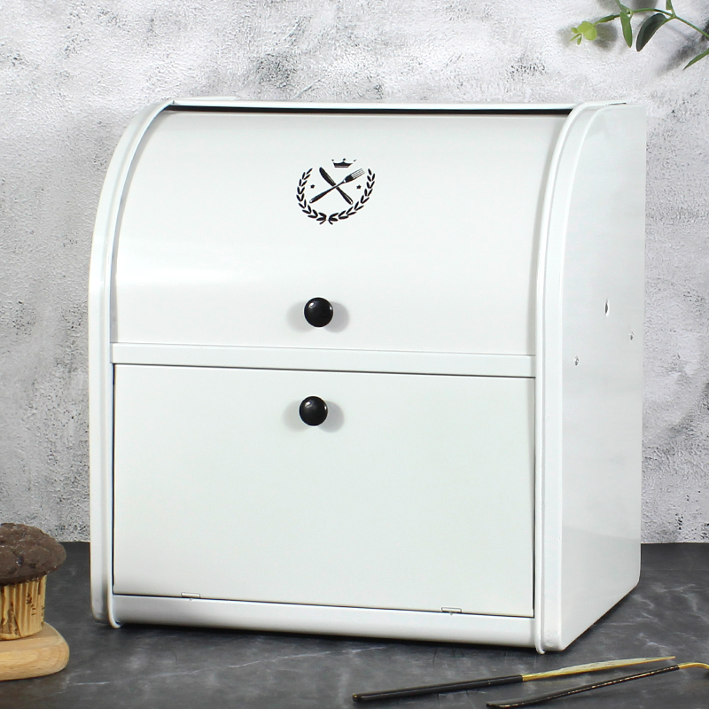 Nordic weathering makeup storage box desktop anti-dust retro shelf iron art double layer multifunctional containing finishing cabinet