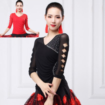 Summer Square Dance Costume Womens Shirt Mid-Sleeve Latin Dance National Standard Modern Dance Performance New Waltz Friendship