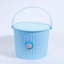 Bath frame Bath Blue portable bucket with lid bath supplies washing powder snack storage bucket cute multifunctional