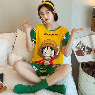 68网红2021年新款睡衣女短袖可外穿加肥加大码200斤短裤宽松套装