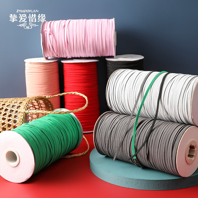 3mm color imported flat walking horse elastic band Fine rubber band Childrens baby notebook elastic strap