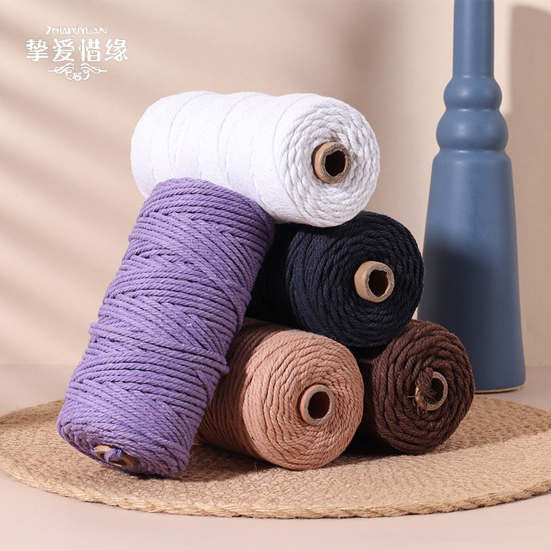 Colored cotton handmade diy braided cotton rope Thick edging piping rope Tied rope Wear-resistant fine tied crab rope