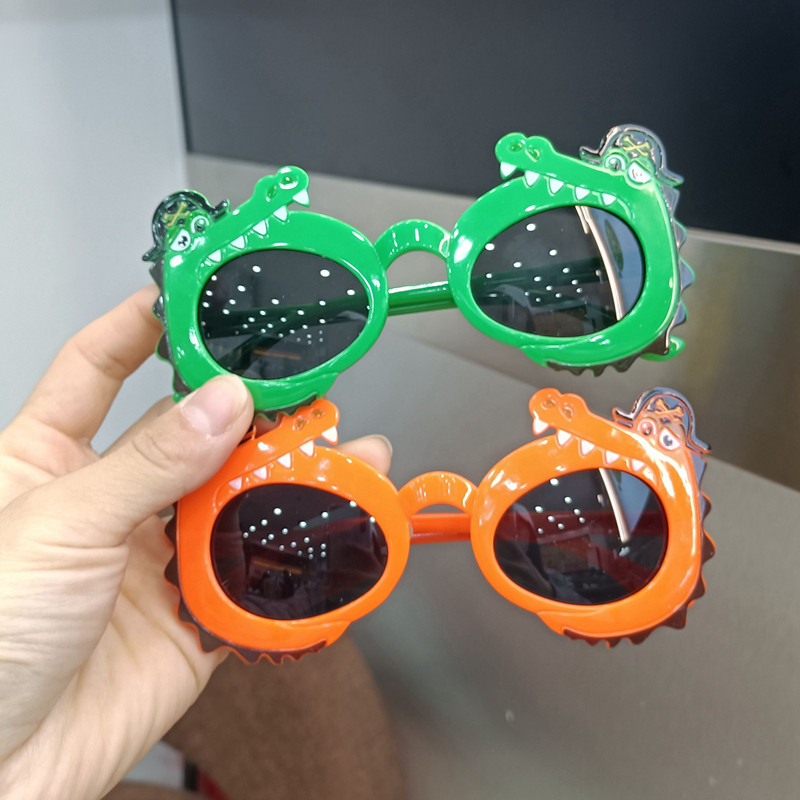 Children's sunglasses cute male baby toy glasses cartoon crocodile shaped sunglasses boy girl sunglasses tide-Taobao