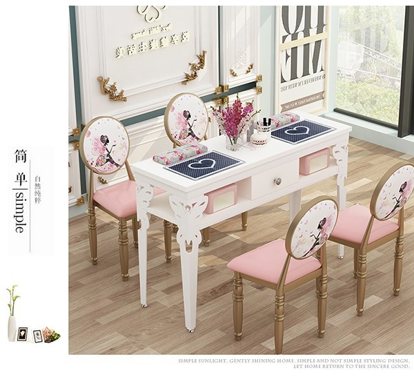 Bàn móng tay màu trắng đặt khoảng đôi ngăn kéo làm việc - Hair Salon / Nội thất làm đẹp máy hấp tóc tại nhà