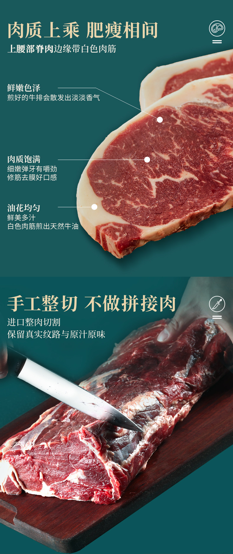 必胜客同母公司 烧范儿 原切非合成 西冷原肉整切牛排 900g 图3