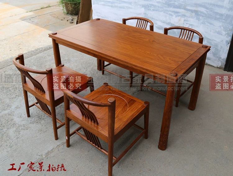 Bàn ghế ăn hiện đại mới của Trung Quốc Đồ nội thất bằng gỗ hồng mộc Đồ nội thất bằng gỗ gụ Mới - Bộ đồ nội thất giường gấp thông minh